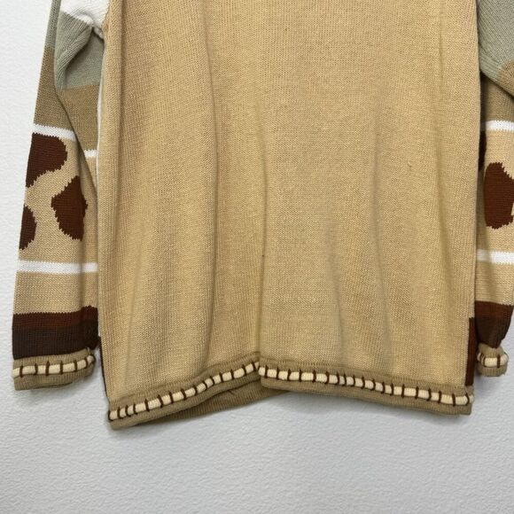 Storybook Knits Sweater Large Brown Giraffe Safari Cardigan Grannycore Statement - Picture 10 of 11